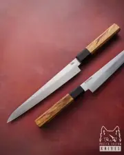 KITCHEN HANDMADE KNIFE SUJIHIKI 1 ZEBRANO BLACK OAK K110 PABIS