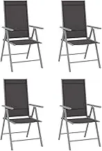 Black Textilene Folding Garden Chairs 4 pcs, Lightweight Reclining Patio Furniture Sets for Balcony Dining, Outdoor Living Spaces