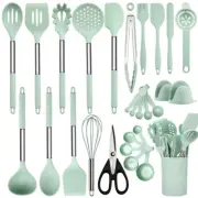 Utensils Set with Holder, Spatula Set, Silicone Whisk, Measuring Cups and Spoons