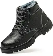 [SDEQA] Steel Toe Work Boots for Mens Puncture Proof Industrial & Construction Boots Non-Slip Warm Safety Boots
