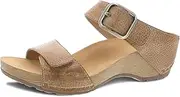 [Dansko] Tanya Slip-On Wedge Sandal for Women – Cushioned, Contoured Footbed for All-Day Comfort and Support – Hook & Loop Strap with Buckle Detail – Lightweight Rubber Outsole