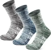 [innotree] 3 Pack Men's Merino Wool Hiking Socks, Micro Crew Cushioned Hiking Walking Socks Moisture Wicking Trekking Socks