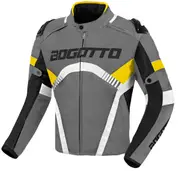Bogotto Boomerang Waterproof Motorcycle Textile Jacket, grey-yellow, Size S for Men Grey Yellow