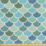 Mermaid's Cove Fabric: Nautical Blue Yardage with Japan Fish Squama, Nested Circ