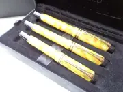 Rare 2006 Y.III UK PARKER Duofold International SET -3 pcs Check Citrine Checker