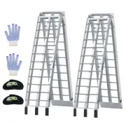 1700 lbs Capacity Heavy Duty Truck Loading Ramp Portable Pickup Includes Gloves Secure Clamps
