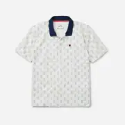 Brixton Men's S/S Polo Shirt PROPER MESH - Off White/Washed Navy - Small - NWT