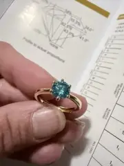 1 Carat Moissanite Ring D/ VVS1, Size 6.5, Round Brilliant Cut, GRA Certified.