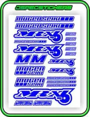 RC MUGEN SEIKI 1/8 MRX6 STICKER DECAL SHEET NITRO ON ROAD REMOTE CONTROL BLUE