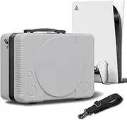 PS5 Carrying Case, Compatible with Playstation 5 Console/Controllers/Headset/Games and Other Accessories - Protective Travel Case with Hard Shell & Customized Foam for Storage (Classic PS1 Style)