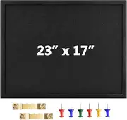 Large Cork Board Bulletin Board, Pin Board Wood Framed Display with Felt, Cork Boards for Wall, Jewelry, Notes, Memos, Photos, Home, Kitchen, Office, School, 23"x17", Wood Framed(Black) & Felt(Black)