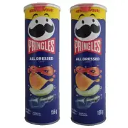 Pringles ALL DRESSED Potato Crisps 5.5oz. Cans Chips Tomato Onion Vinegar 2 Pack