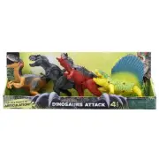 : Dinosaur Attack Figures 4pk - T Rex, Carnotaurus, Velociraptor, Dimetrodon ...