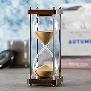 SAMLONG Large Hourglass Timer 60 Minute, Decorative Wooden Sand Timer with Golden Sand, 1 Hour Sand Clock