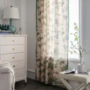 Bohemian style tassel green pine nut semi shading through rod curtain room, living room, bedroom, 2 pieces