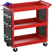 3-Tier Large Tool Chest Trolley, Durable Toolbox Tools Storage Box Cabinet Cart
