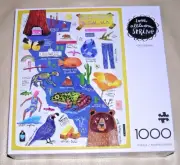 NEW HTF California State Map Love Allison Strine Flag Flower Bird 1000 Pc Puzzle