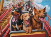 Rollercoaster Dogs 1000 Pc Jigsaw Puzzle, Brand New-Sealed Box!