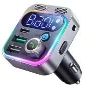 Car Bluetooth 5.3 FM Radio Transmitter Charger Adapter USB AUX PD LED Display