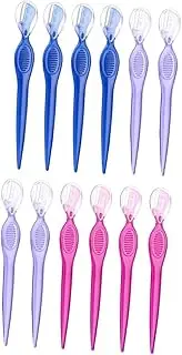 Healeved 12pcs Eyebrow Trimmer Set Stainless Steel Portable Beauty Makeup Tools Non-slip Design for Ladies