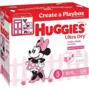 Huggies Ultra Dry Nappies Girls Size 3 (6 - 11kg) 136 Pack X 2 packS