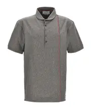 Thom Browne RWB Striped Short-Sleeved Polo Shirt 1,2,3,4 medium gray