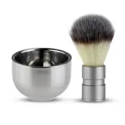 Badger Hair Shaving Brush with Double Layer with Stainless Steel Shave Bowl Mug