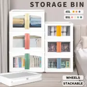 Storage Containers Box Stackable Toy Food Organiser Large Foldable Lid 45/85L