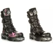 Newrock 591 Reactor 90S Flame Print 4 Buckles Womens Boot Black Patent UK 4 - 12
