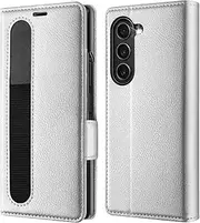 [OCASE] Compatible with Samsung Galaxy Z Fold6 Wallet Case with S Pen Holder, PU Leather Flip Folio, Card Slots, RFID Blocking, Kickstand, Phone Cover for Galaxy Z Fold 6 2024-Silvery