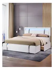 [Levede] Double Adjustable Bed Frame in White