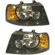 Left and Right Headlights For Ford Expedition 2003-2006 Halogen w/ Bulb/s Black