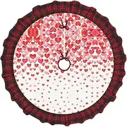 [VPPUR] Falling Red Hearts Print Xmas Tree Skirt Santa Xmas Decor Holiday Party 48''36''30''Christmas Tree Skirt