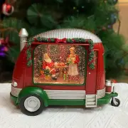 Christmas Tabletop Decor, Snow Globe Water Spinning LED Lighted Christmas Traile