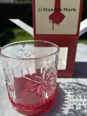 Bourbon Whiskey Makers Mark Red Wax Drip Lowball Glass