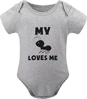 [WOOYONGING] My Aunt Loves Me Onesie for Baby Boys Short Sleeve Cute Baby Onesie White Boy Coming Home Outfit Newborn
