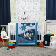 Disney Toy Story Outta This World Blue and Gray 3 Piece Nursery Crib Bedding Set