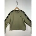 ADIDAS男用厚棉內刷毛大學T，軍綠色短版寬型，S號肩寬45公分，胸圍52公分長60公分，九成新$250出售