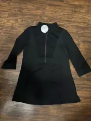 Lynn Ritchie Silver Jacket Women Small Black Quarter Zip Collared Pullover