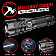 White La--ser Flashlight 1200 Lm Super Bright Torch Hunting Lamp 1000m IPX4 US