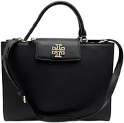 Tory Burch138773 Britten Black With Gold Hardware Leather Women's Tote Bag, Black, Large