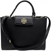 Tory Burch138773 Britten Black With Gold Hardware Leather Women's Tote Bag, Black, Large