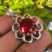 Beautiful Certified 45.70 Ct Natural Red Ruby Fancy 925 Solid Silver Pendant