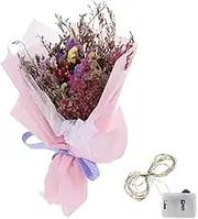 ABOOFAN 1set Creative Dried Flower Bouquet for Valentine's Day Natural Decorative Arrangement for Home Bouquets for Photography Props Random Style Light String and Handbag