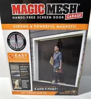 Magic Mesh Garage Door Hands Free Magnetic Screen 8-9’ NEW