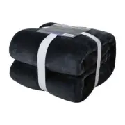 Onkaparinga SINGLE Bed Faux Mink Blanket Charcoal. 500GSM weight. Size 160x210cm
