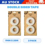 2PK Double Sided Tape 20Mx9mm Thin Adhesive Tape Craft Clear Colour Easy Peel