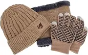 [OATIPHO] Winter Warmth Essential Knitted Beanie Cap Scarf Glove Men's Women's Outdoor Kit