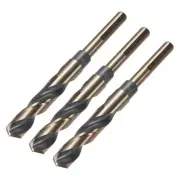 3pcs Reduced Shank Twist Drill Bits 15mm HSS-4341 Nitride & Titanium Coated