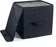 UENTIP Vinyl Record Storage Box for 12-inch Records,Pack of 1-13.7x 12.9x 12.9 Inch LP record storage - Crate Holds up to 90 records- Black